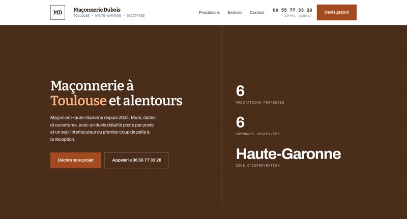 Exemple de site pour un maçon à Toulouse