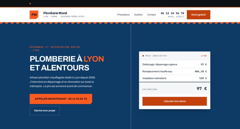 Exemple de site pour un plombier à Lyon